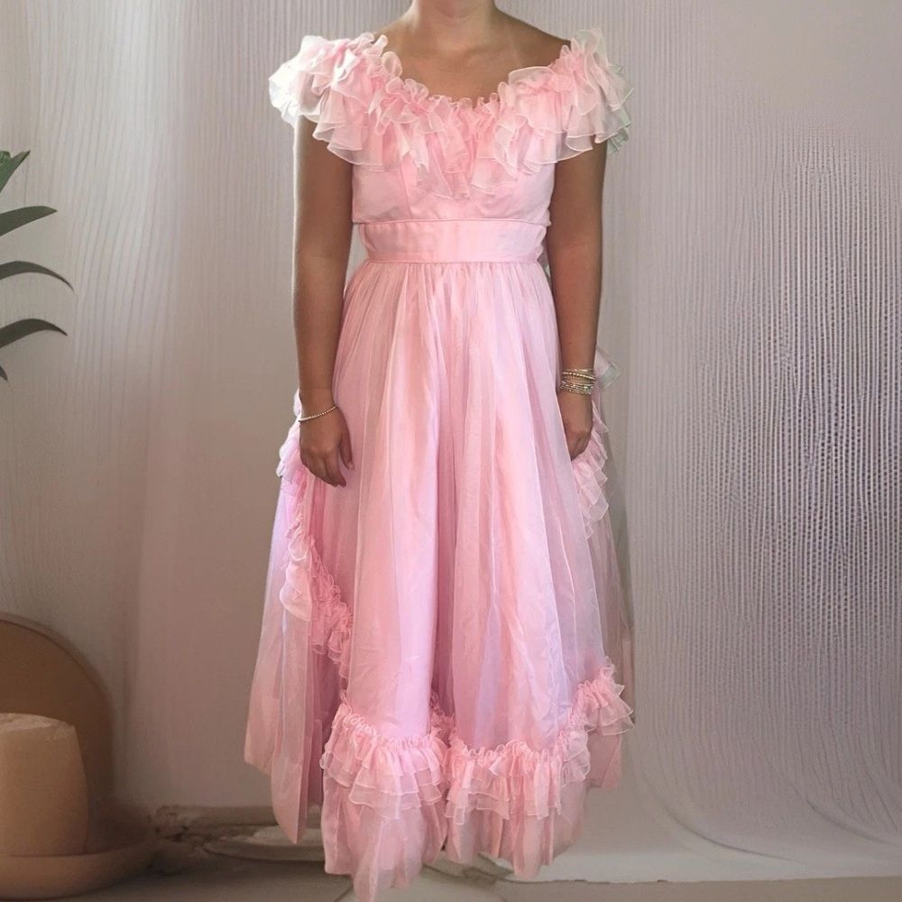 Vintage 1950s-1960s Era Mike Benet Dress Pink Ballgown 6 - Picture 2 of 14